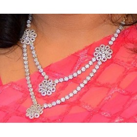American Diamond Floral Necklace Set 